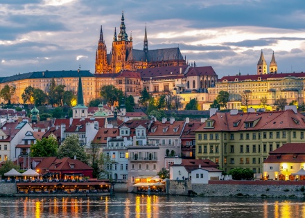 St Vitus Cathedral at dusk in Prague Czechia