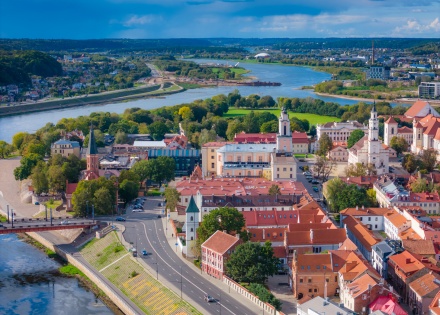 Aerial view of Kaunas old town Lithuania