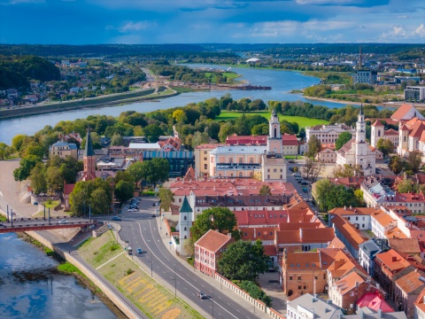 Aerial view of Kaunas old town Lithuania