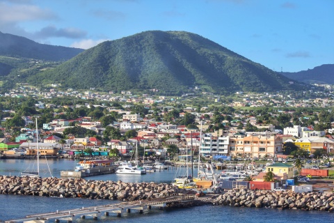 British Virgin Island town viewed from the sea