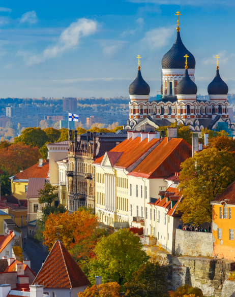 Aerial view of old town, Tallinn, Estonia