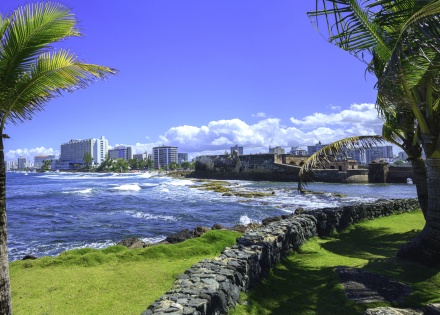 San Juan Puerto Rico viewed from an oceanside park