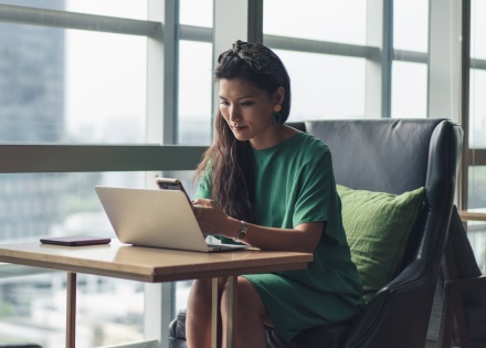 Remote worker taking advantage of his employer's flexible work model by working at a shared office space