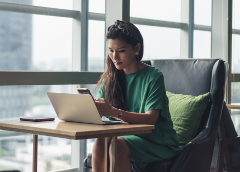 Remote worker taking advantage of his employer's flexible work model by working at a shared office space