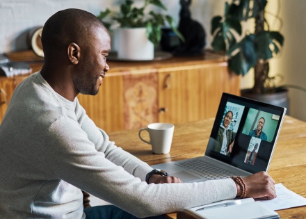 Hiring leader having a virtual meeting.