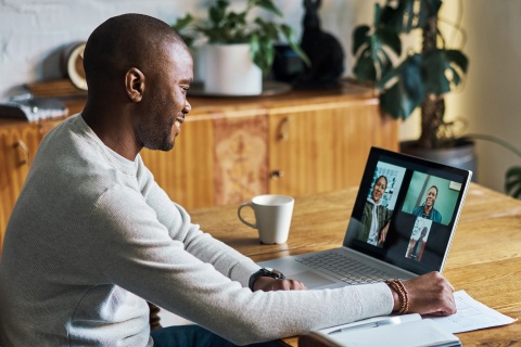 Hiring leader having a virtual meeting.