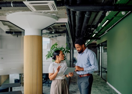 Global HR team members discussing AOR vs. EOR