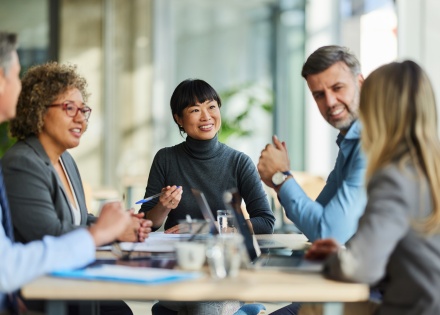 HR team discussing different types of pension plans