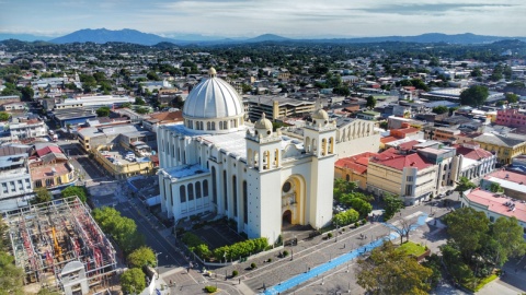 Aerial view of Catedral Metropolitana de San Salvador in El Salvador