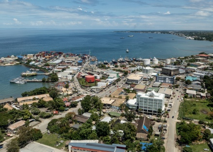 Aerial view of Honiara’s center in the Solomon Islands