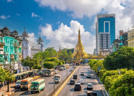 Sule Pagoda in the middle of Yangon in Myanmar