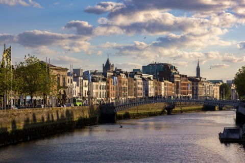 Ha’penny Bridge over the River Liffey in Dublin Ireland