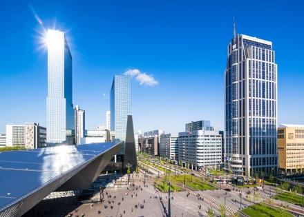 Panoramic view of the Hauptbahnhof in Rotterdam Netherlands