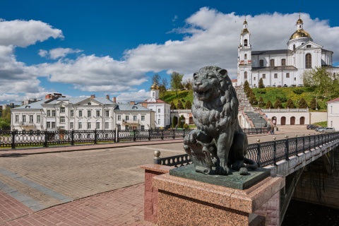 Holy Assumption Cathedral in Vitebsk, Belarus from across the bridge