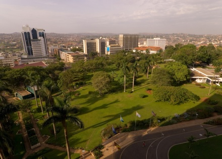 View from a tall building of a park in Kampala City, Uganda