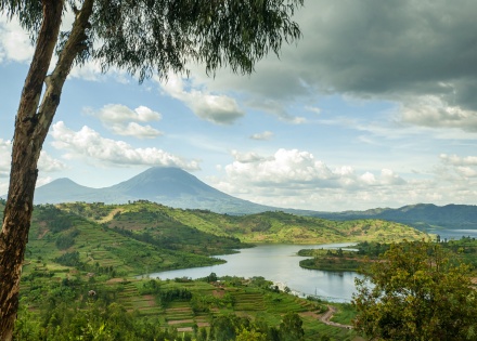 Beautiful view of the Virunga Mountains in Uganda