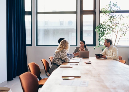 HR team discusses time zone management for distributed teams