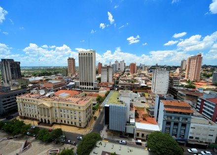 Aerial view of Asuncion’s skyline in Paraguay