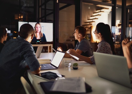 Recruiters virtually interviewing a candidate to join their international staff