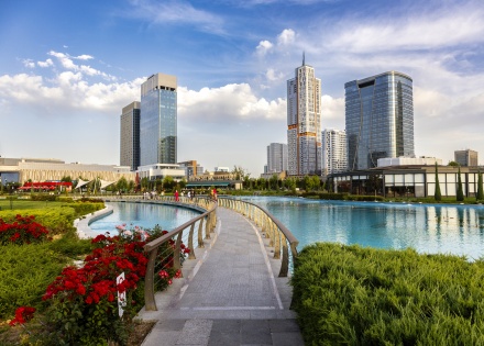  Sunny view of Tashkent City Park, Uzbekistan