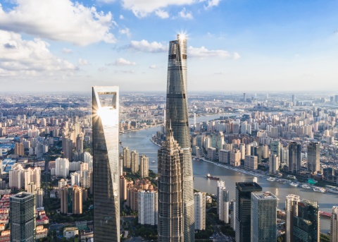 View of Shanghai’s World Financial Center in Shanghai, China.