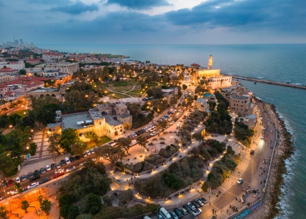 Aerial view of Tel Aviv waterfront in Israel