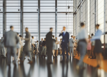 Busy and bustling international office 