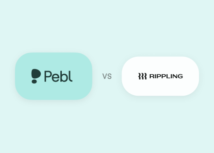 Chat bubbles Pebl vs. Rippling with company logos in each.