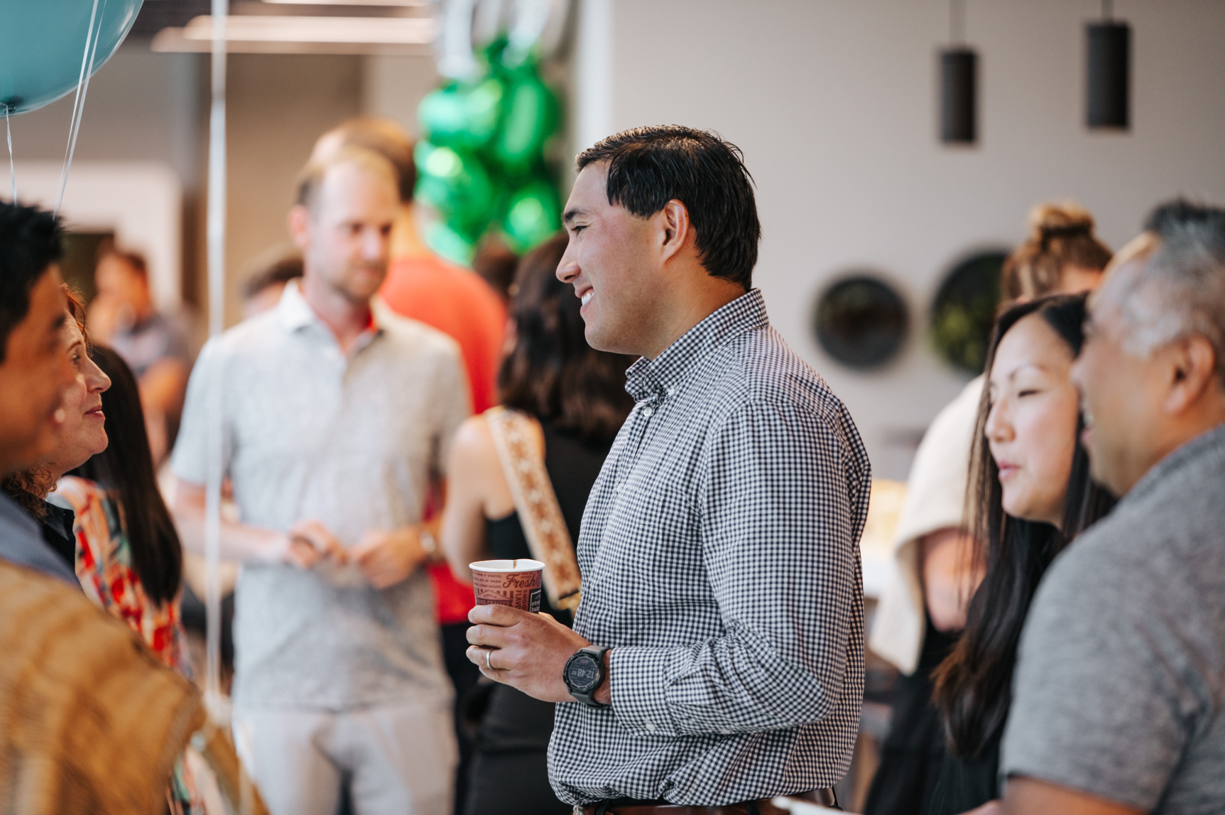 Pebl team members filled the office, working, chatting and laughing. 