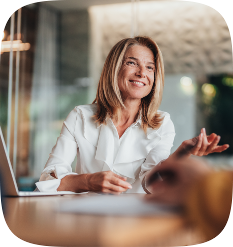 Woman smiling with laptop