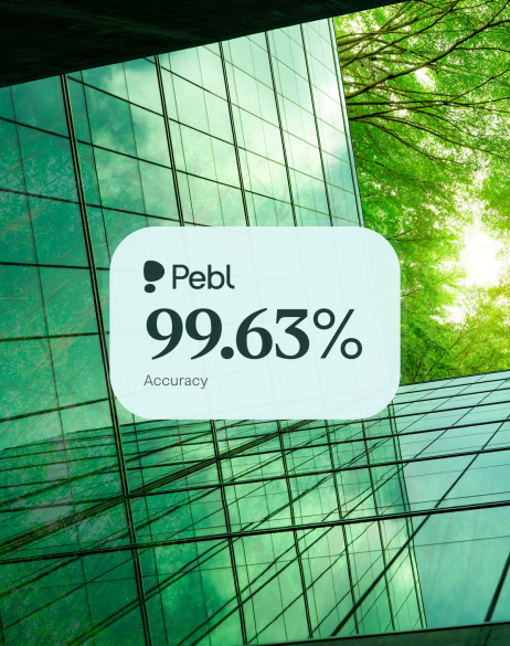 Chat bubble stating that Pebl has 99.63% accuracy when pricing quotes.
